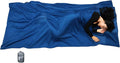 Browint Silk/Cotton Travel Sheet with Double Zippers 87x43 Extra Wide Sleep Sack for Hotels Lightweight Sleeping Bag Liner for Camping Traveler Rectangular with Pillow Pocket …