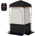 Outsunny Portable Shower Tent Privacy Shelter Camping Dressing Changing Tent Room with Solar Shower Bag Floor and Carrying Bag Black