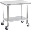 DuraSteel 24x36 NSF Stainless Steel Cart - Heavy Duty Rolling Food Prep Table with Undershelf - Metal Utility Cart for Commercial Restaurant Kitchen Laundry Outdoor Portable BBQ Grill