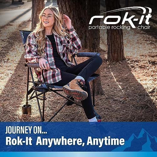 Kijaro Rok-it Rocking Camp Chair - Enjoy The Outdoors with a Rocker Camp Chair - Multipurpose Portable Rocking Chair Folding Chair Lawn Chair and Sports Chair - Maldives Blue
