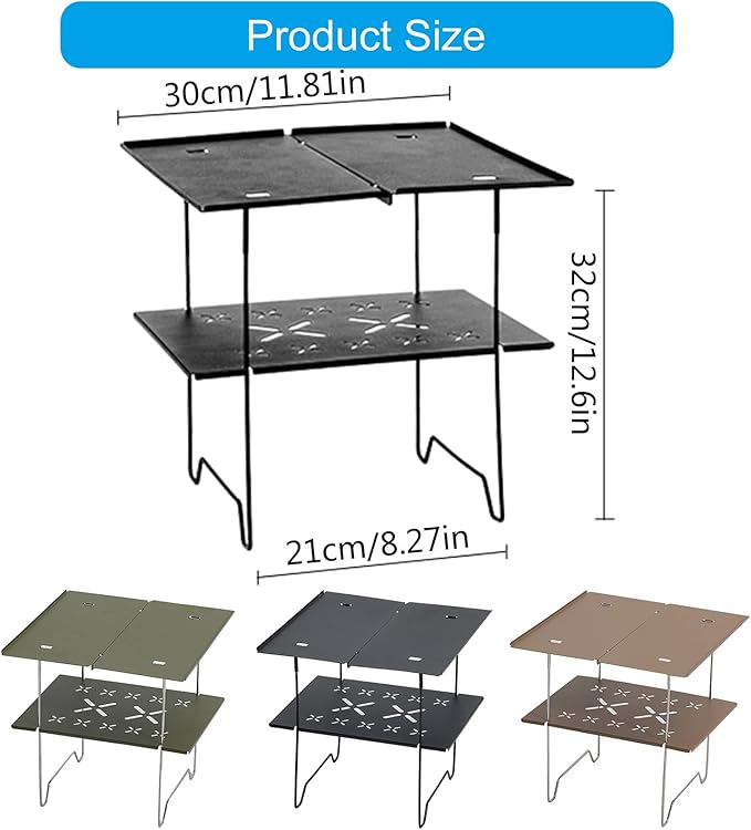 PURPLELILY Double Layer Aluminum Table Camping Picnics Table Portable Table Camping Desk Beach Table Double Folding Camping Table