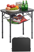 VEVOR Folding Camping Table Adjustable Height Aluminum MDF Outdoor Portable Lightweight for Cooking Beach Picnic Travel 24 x 16 inch
