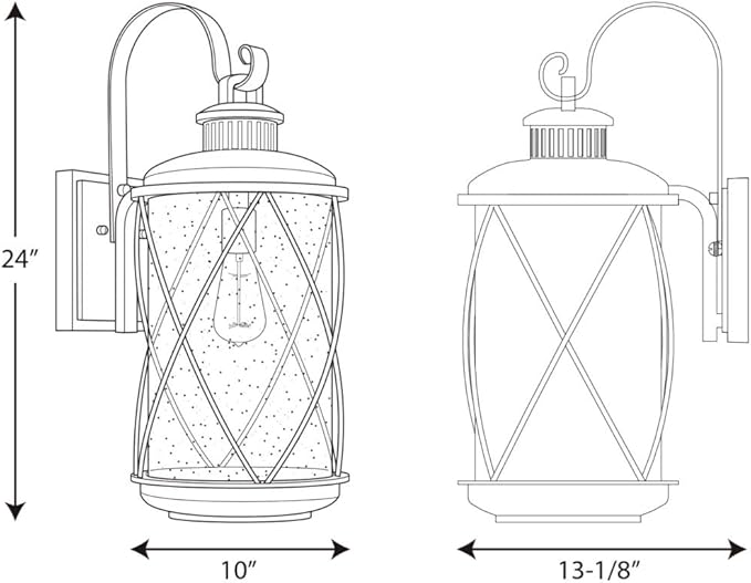 Progress Lighting Hollingsworth Collection 1-Light Clear Seeded Glass Farmhouse Outdoor Large Wall Lantern Light Textured Black