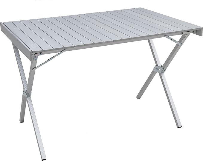 ALPS Mountaineering Folding Camping Table with Smooth Easy-to-Clean Roll Top and Sturdy and Lightweight Aluminum X Frame Shoulder Carry Bag 3 Sizes