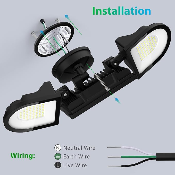 iMaihom 100W Flood Lights Outdoor 9000LM Ultra Bright LED Flood Light Outdoor 3 Adjustable Heads Security Lights IP65 Waterproof Outside Flood Light 6500K Floodlight for Yard Garage Court (Black)