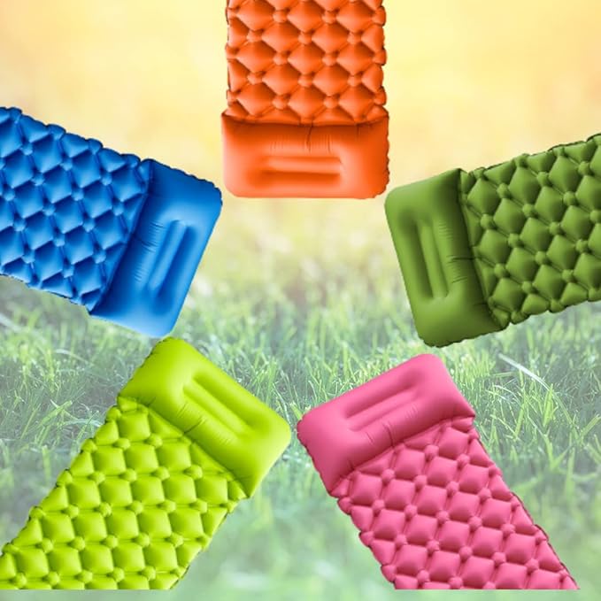 Kids Sleeping Pad for Camping and Sleepovers with Pillow Inflatable Camping Mattress for Backpacking &amp Travel Thick Toddler Cot Mat Fast Inflating Camping Sleeping Pads for Kids
