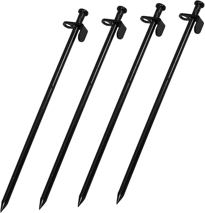 VICASKY 4Pcs Metal Ground Stakes for Garden Durable Outdoor Metal Stakes with Sharp Tips for Tent Fixing Greenhouse and Landscape Compact and Lightweight Design