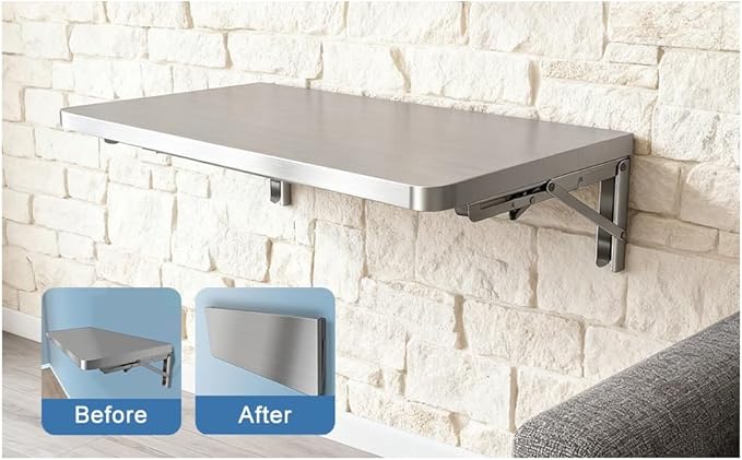 Concession Folding Shelf 24 36 48 Wall Mount Table Stainless Steel Floating Food Shelf Drop Down Shelving for Food Truck/Trailer/Prep(100x40cm/40x16in)