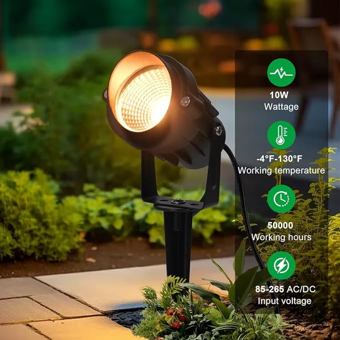 Outdoor Landscape Spotlights 120V LED Spot Light Waterproof for Garden and Yard Up Lighting Warm Light Outdoor Spotlight Accent Lighting Fixture with 5.9 FT Plug Cord 3 Pack