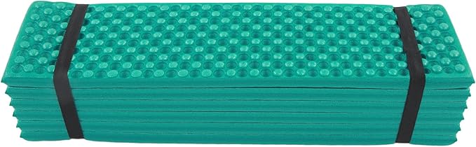 KIMISS Foldable Double Egg Crate Sleeping Pad - Thickened Foam Sleep Mat for Outdoor Camping - 186x57CM TravelFriendly Design (Dark Green)