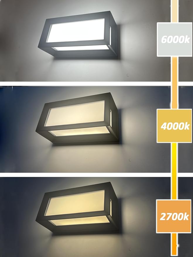 Outdoor Wall Sconce Lights 2Pack Square LED Outdoor Wall Lights 18W 3CCT Selectable 3000K 4000K 5000K Daylight Modern Waterproof Exterior Wall Light for House Porch Garage