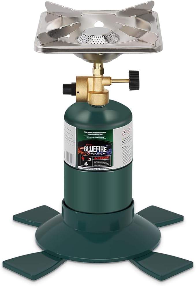 KOMAN Camping Propane StovePortable Camping Stove Backpacking Stove Propane Camping Stove10000BTU Single Burner Propane Stove for Outdoor CookingFuel by 16 Oz Propane Cylinder (Fuel not Included)