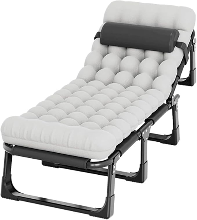 Oxford Cloth Camping Cot 4-Position Folding Chaise Lounge Chair Portable Folding Bed with Thick Mattress Lightweight Tent Cot