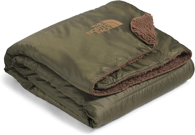 THE NORTH FACE Wawona Fuzzy Blanket - Dual Sided &amp Packable Design Ultra Soft Fleece Lining &amp Water Repellent Outer New Taupe Green/Smokey Brown One Size