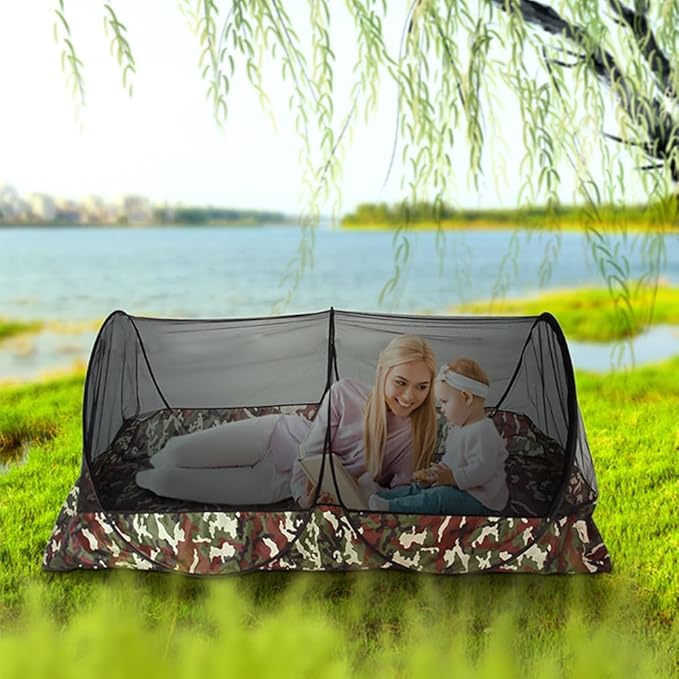 Mosquito TentFolding Netting Bed TentPortable Mosquito Netting with BottomCamping Tent Fine Mesh Mosquito Net for Adults Kids Travel Camping Backyards Canopy Outdoor (Black Net 1 Person)