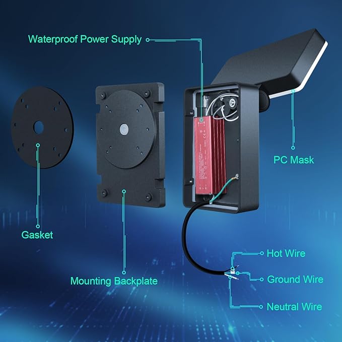 ledmo 40W LED Outdoor Wall Light 3000LM 5000K Daylight Exterior Security Floodlights IP65 Waterproof Modern Wall Pack with 360° Rotate and 180° Fold Adjustable Head Black Aluminum Housing