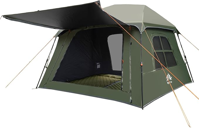 Night Cat Blackout Cabin Tent: 4 Person Pop Up Camping Tent with Vestibule &amp Rainfly Waterproof Instant Easy Setup Family Tent