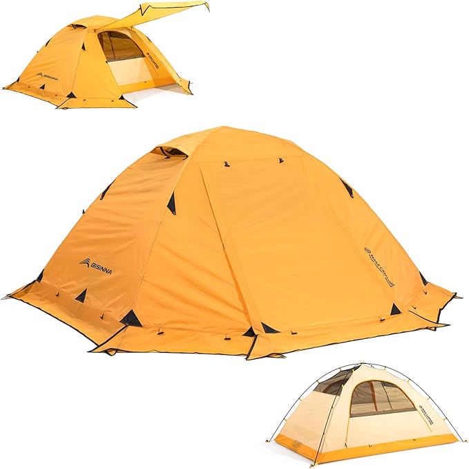 BISINNA 4 Season Tent for Backpacking Winter Tents 2 Person Lightweight Cold Weather Tents Waterproof Double Layer All Season Tent Aluminum Alloy Poles Easy Set Up for Camping Hiking Outdoor