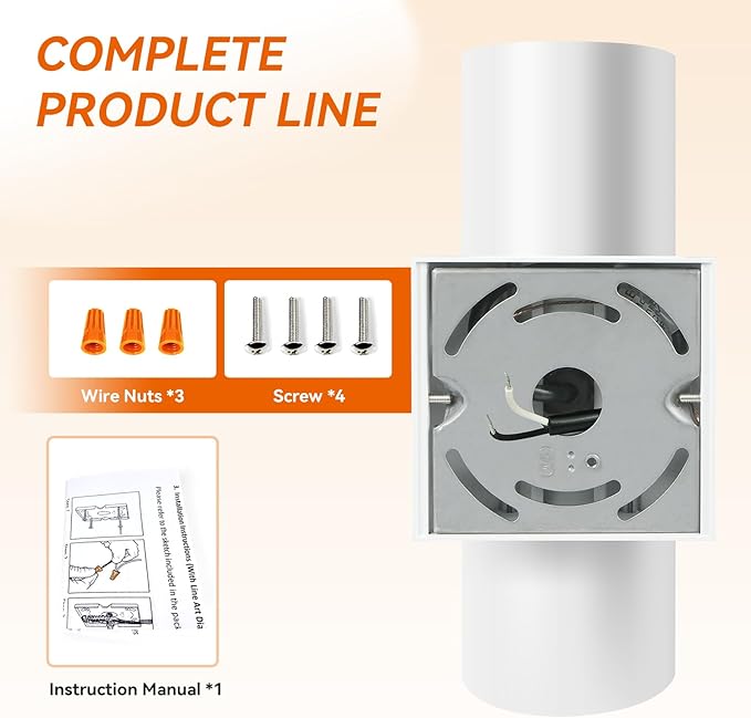 JO.KO Porch Light in 2 Lights Cylinder Wall Lights 10.24 2 Pack Up Down Lights 2700K Warm White Waterproof Wall Sconce AluminumExterior Light Fixture Wall Mount White