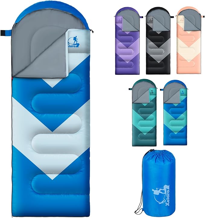 Sleeping Bag for Adults Girls Boys - 3 Season Warm &amp Cool Weather Lightweight Waterproof Camping Bag for Hiking Outdoor Travel