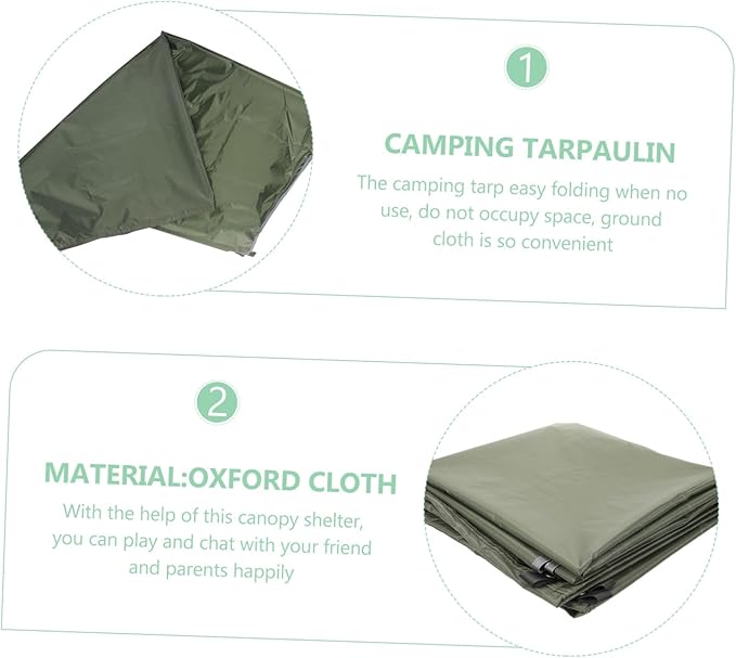 Toyvian 1Set Sunshade Camping Tarp UV Protection Canopy for Outdoor Activities Green Tent for People for Picnics and Camping