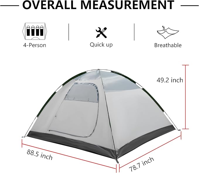 Screened Camping Tent 3-4 Person Waterproof Haven Tent Backpack Double Layer Shelter Easy Setup and Portable for Outdoor Picnic or Hiking.