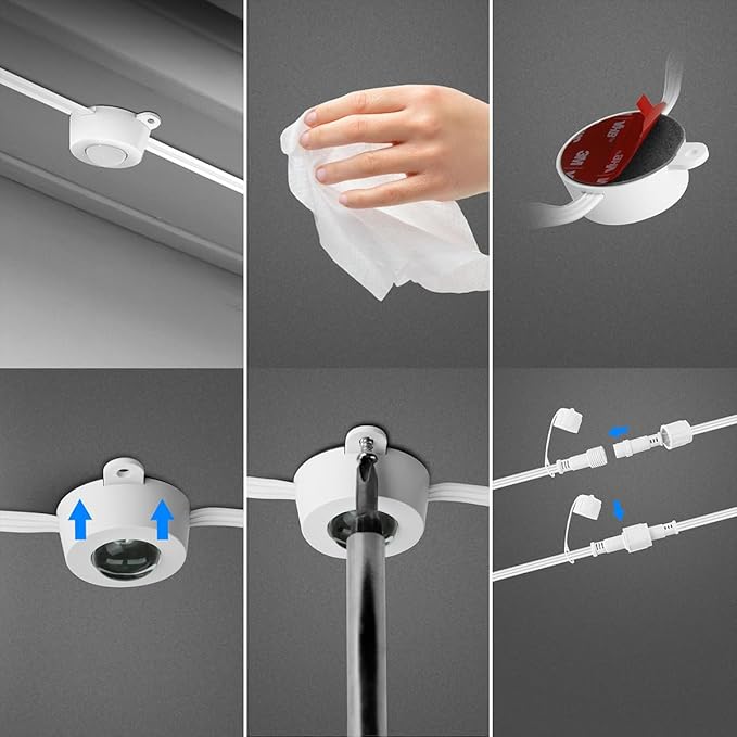 Feit Electric Permanent Outdoor Lights Smart String Lights 100FT LED Lights 2.4GHz WiFi-Enabled Under Eaves Light Works with Alexa and Google Asst App Control Weatherproof SL100-60/RGBTW/AG