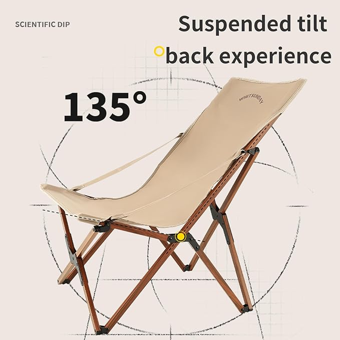 Whitsunday Outdoor Chair Camping Folding Butterfly Chair with Pillow Portable Reclining Chair for Camping Picnic Beach Travel Hiking -Khaki