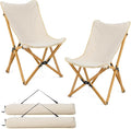 Tangkula Camping Chairs 2 Pack Portable Folding Lawn Chair with Solid Bamboo Frame Ultralight Canvas Seat Back Pocket Carrying Bag Outdoor Beach Chair for Backpacking Fishing Travel Camp