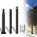 10Ft Tall Street Light Pole - Outdoor Metal Split Heavy Duty Street Lamp Post for Outside Large Solar Street Lights with Mounting Rebar Cage Base Accessory for Parking Backyard Patio Yard
