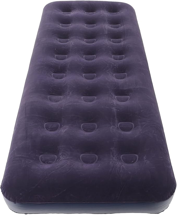 Inflatable Camping Mattress Thickened Resilience Flocked Top Portable Sleeping Mat with Beehive Column Firmness Fully Enclosed Material for
