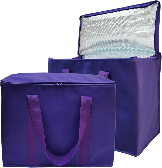 Yalin Set of 2 Large Insulated Collapsible Cooler Bags with Durable Dual Zipper ClosureReusable Grocery Shopping Bags Keep Food Hot or ColdIdeal for InstacartGrocery Transport