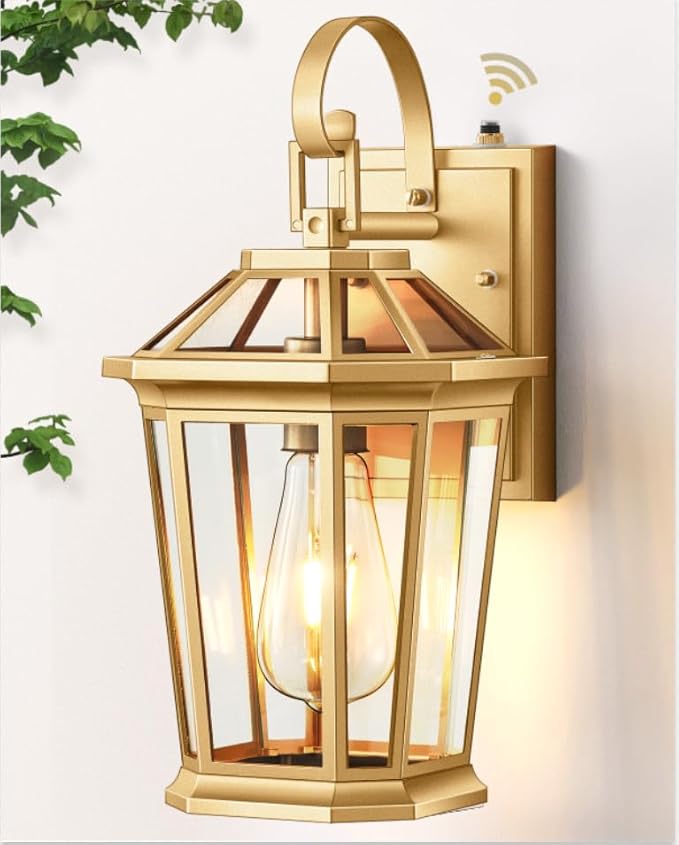 VIANIS Outdoor Porch Lights Wall Mount Dusk to Dawn Exterior Light Fixture for House 100% Anti-Rust Aluminum Waterproof Porch Light Outside Wall Lights Gold Wall Sconce Lanterns for Garage