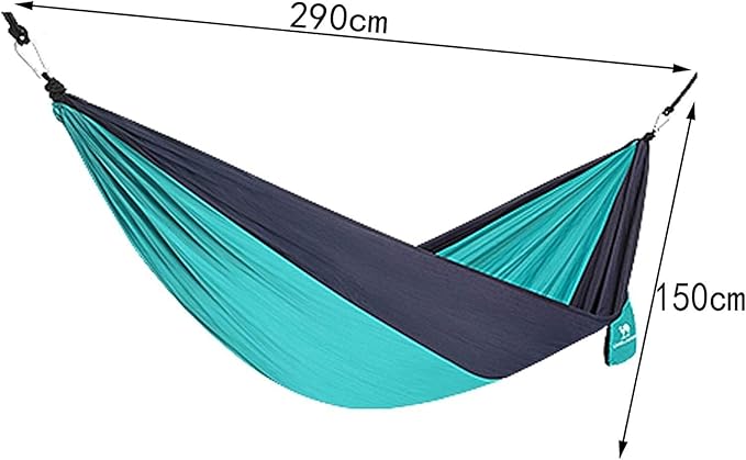 Portable Nylon Hammock Swing Chair Lightweight &amp Easy to Assemble with Straps Perfect for Summer Camping Travel Garden and Outdoor Relaxation (290x150cm)