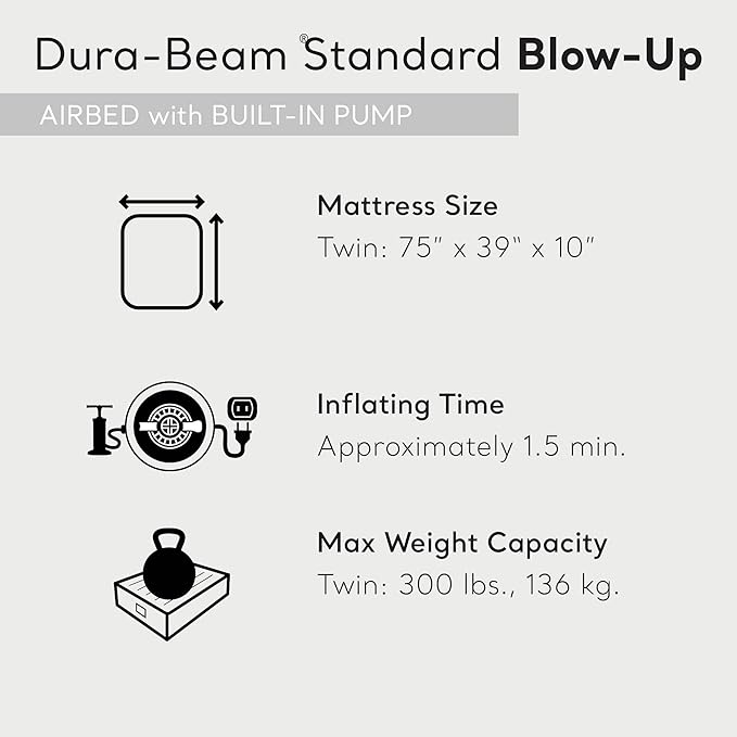 Intex Dura Beam Pillow Rest Classic Inflatable Blow Up Mattress Air Bed with Internal Built in Pump Twin (2 Pack)