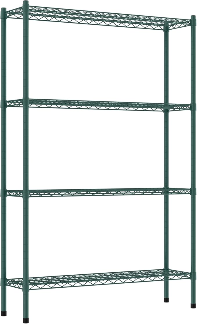 Commercial NSF Listed Green Epoxy Stationary Wire Shelving Kit 12 x 42 x 64 with 4 Shelves Perfect for Warehouse Walk-in Refrigerator Freezer Grocery Store Restaurant Dishroom