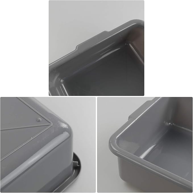 Xyskin 4 Packs 13 Liter Grey Commercial Bus Box Plastic Utility Bus Tub