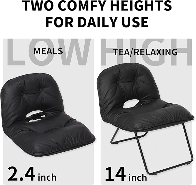 Saucer Accent ChairStylish Foldable Handbag Design for Living Room/Dorm (Black)