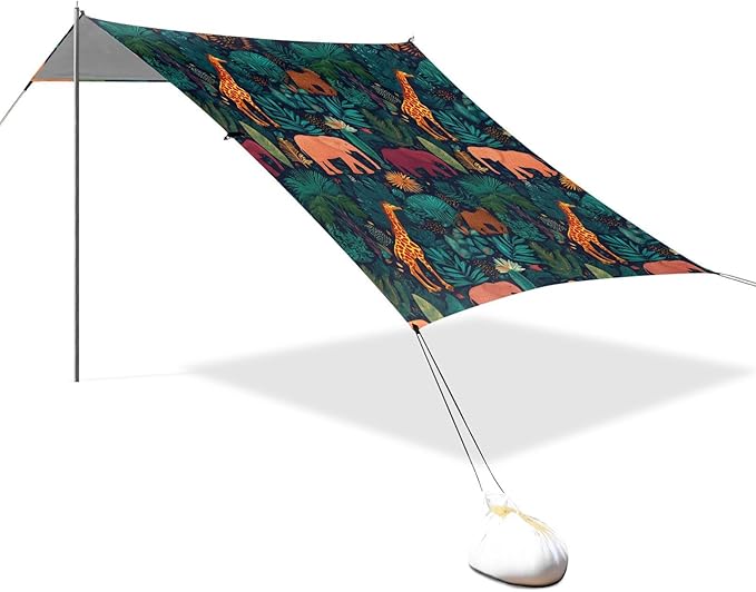 Beach Tent Sun Shelter Elephants Giraffes Leaves Lightweight &amp Easy Setup Beach Shade Canopy for Camping Fishing