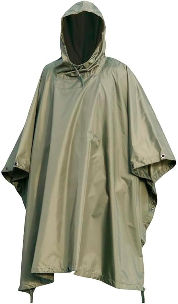 Mil-Tec Adult Ripstop Wet Weather Lightweight Waterproof Multi-Use Rain Poncho with Hood - Use as Bivouac Sack Shelter Tent