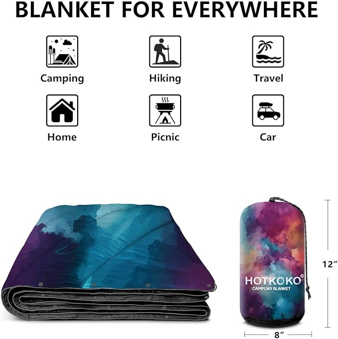 Camping BlanketLightweight Puffy Printed Camping Blanket Packable Outdoor Blanket for CampingTraveling Stadium Hiking Picnics