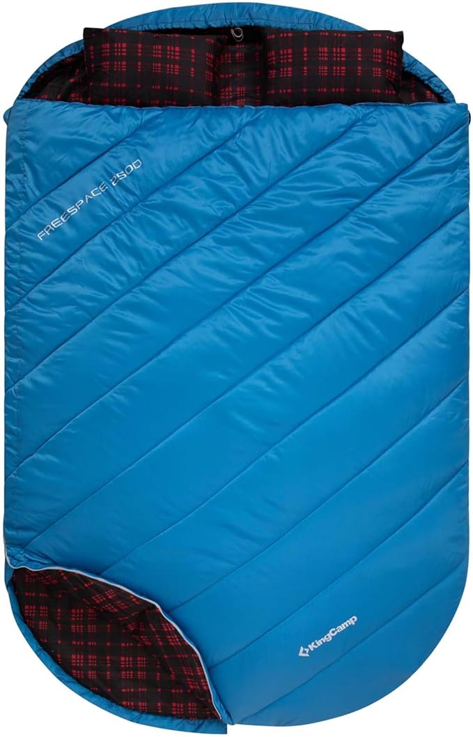 KingCamp Double Sleeping Bag for Adults Queen Size 2 Person XXL Flannel Sleeping Bag Waterproof Lightweight Flannel Quilt with 2 Pillows Perfect for Couples Family Camping Hiking