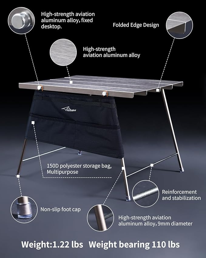 Flexifold Ultralight Aluminum Camping Table Portable Folding Camping Table Small Outdoor Side Table with Carry Bag for Outdoor Cooking Picnic Camp Beach Travel