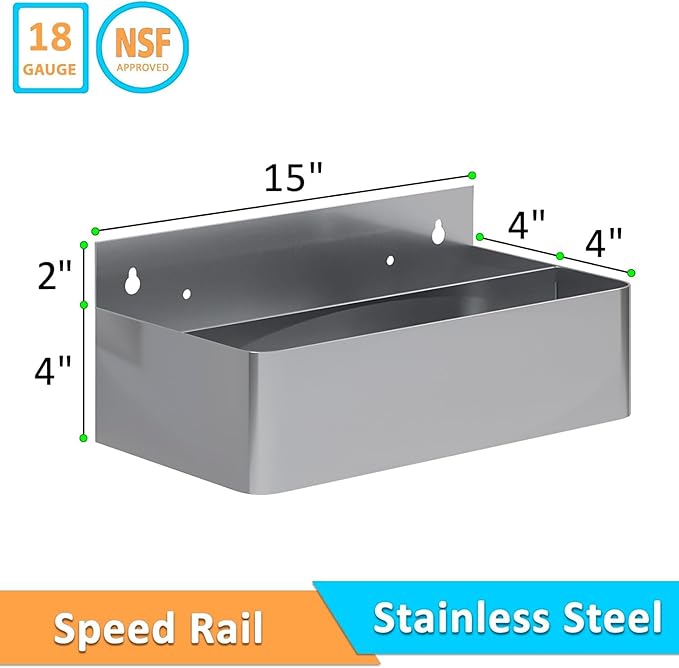 15 Single Bottle Rack for Bars Cafes &amp Food Trucks | Compact Underbar Organizer Speed Rails Made up of Stainless Steel (15” Abreast Speed Rail)