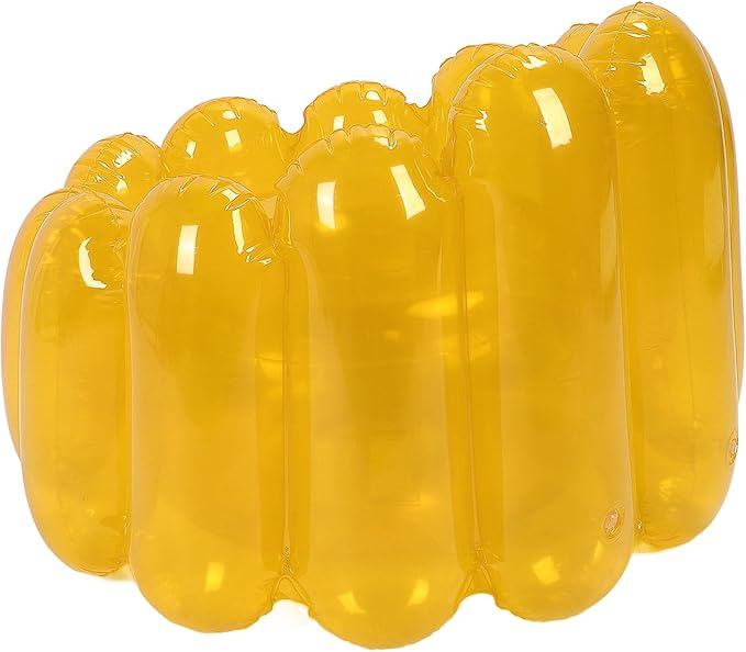 2Pcs Inflatable Chair Set Transparent Candy Color Inflatable Couch Sofa Adult 29.5 x 22in Portable Outdoor Blow Up Couch Seat for Camping Beach Balcony Pool Lawn (Yellow)