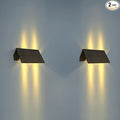 TECHKO Solar Decorative Bi-Directional Outdoor Wall Light - LED IP65 Waterproof Dusk-to-Dawn Easy Installation 2-Pack for Patio Porch Garage Fence Side Walls Walkways and Alleys