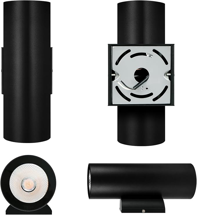 Modern Outdoor Cylinder Wall Lights 10.24 Porch Light 2700K Warm White Up Down Lights Matte Black Waterproof Wall Sconce Aluminum Exterior Light Fixture Wall Mount