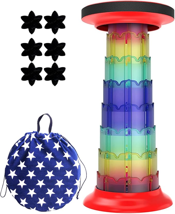 Foldable Collapsible Stool for Adults Portable Lightweight Telescopic Seat Upgraded Expandable Stool for Fishing Camping Outdoor Travel Garden BBQLoad 550lbs (Color : Red Rainbow)