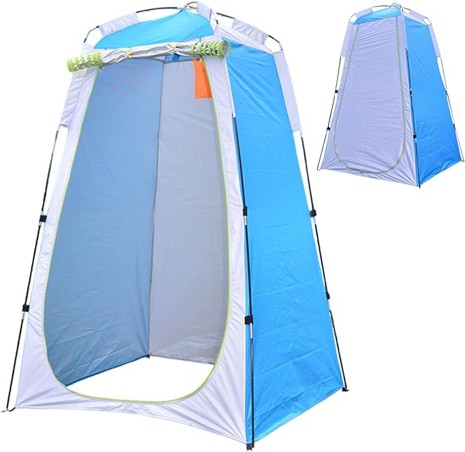 Toilet Tents for Camping 170T Water &amp Sun Proof Shower Tent with Zippered Door Windproof Rope &amp Peg for Outdoor.