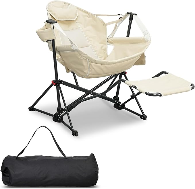 Hammock Camping Chair with Leg RestLightweight Portable Outdoor Chair for Camping and Hiking Supports 350lbsKhaki